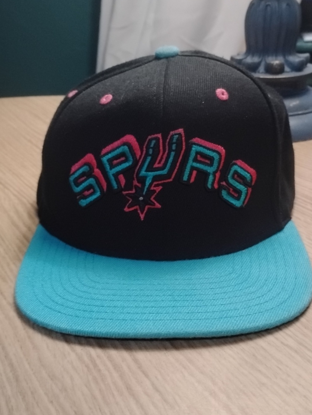 Mitchell & Ness Black, Teal & Pink San Antonio Kids Spurs  Snapback Hat.